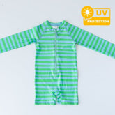 Mama Yoyo Fermuarlı Erkek Çocuk Çizgi Desenli Mayo